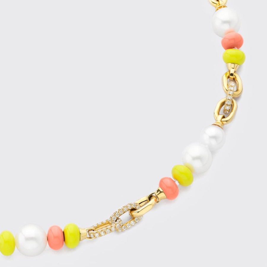 Jewelry Boochier | Orange-Neon Yellow Diamond B-Boy Chain Necklace