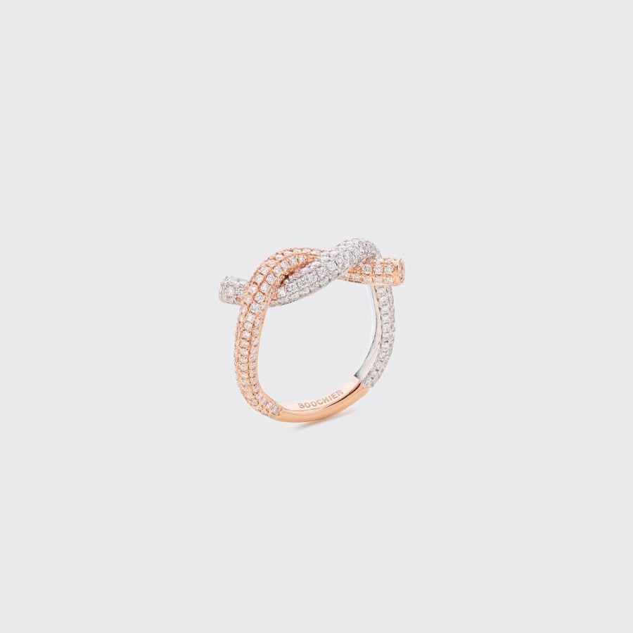 Jewelry Boochier | White Gold-Rose Gold Diamond Ties Ring