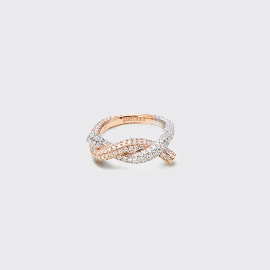 Jewelry Boochier | White Gold-Rose Gold Diamond Ties Ring