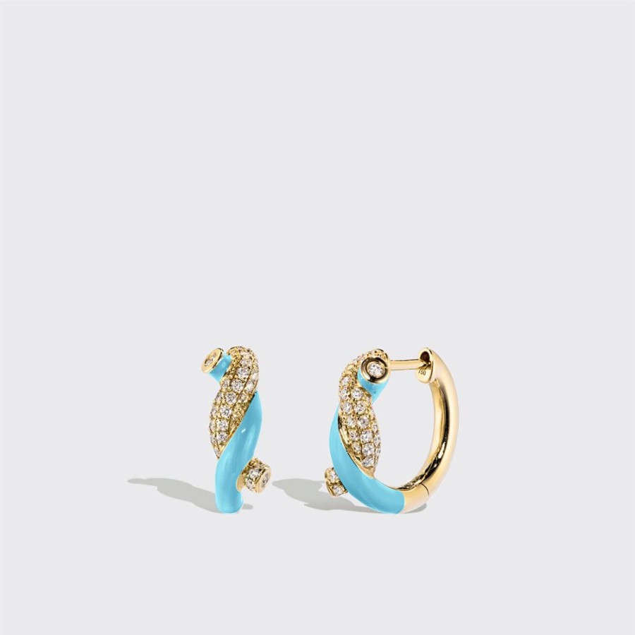 Jewelry Boochier | Light Blue Small Fruit Hoops Earrings