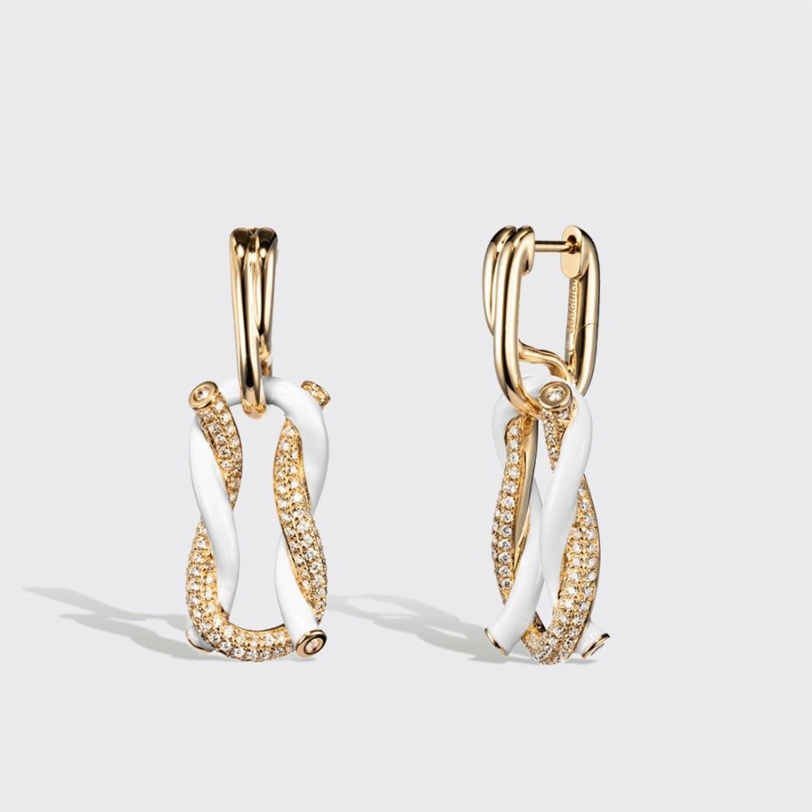 Jewelry Boochier | Jumbo White Half Diamond Fruit Hoops Buckle Earrings