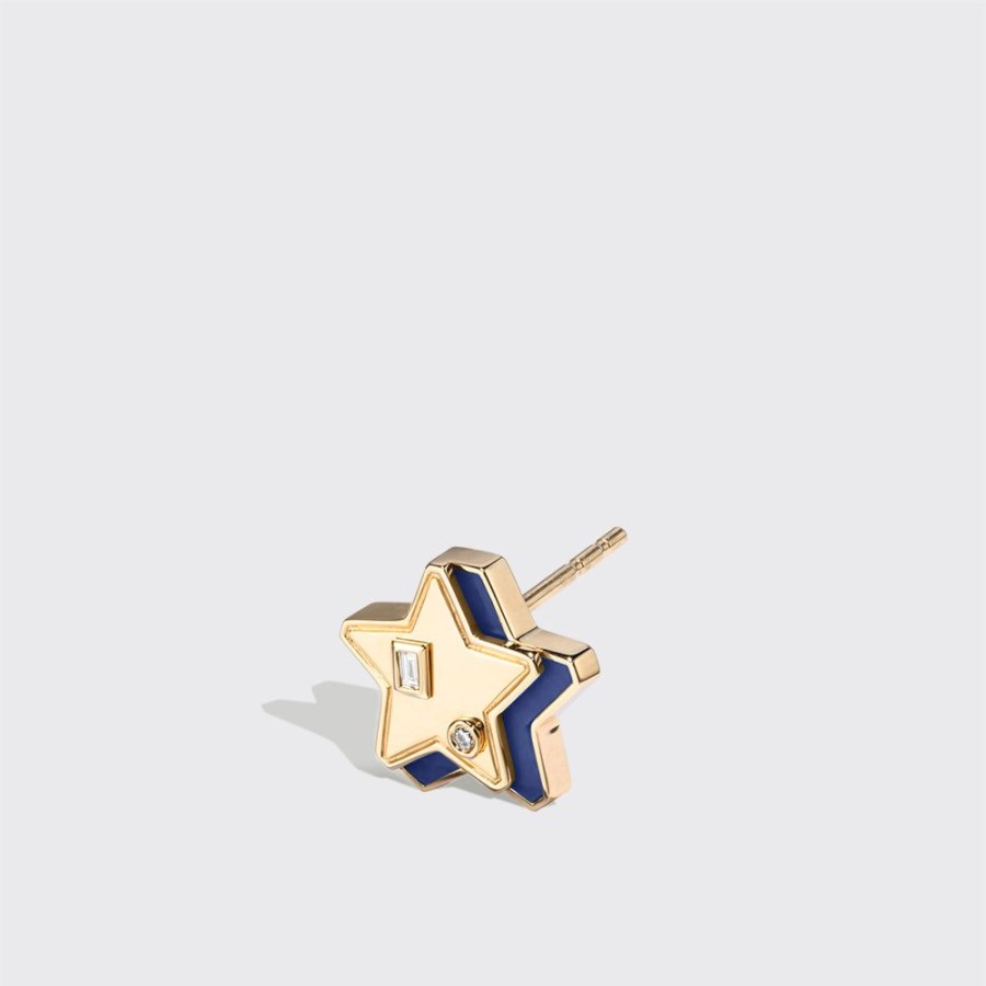 Jewelry Boochier | Lapis Yellow Gold Mini Star Studs