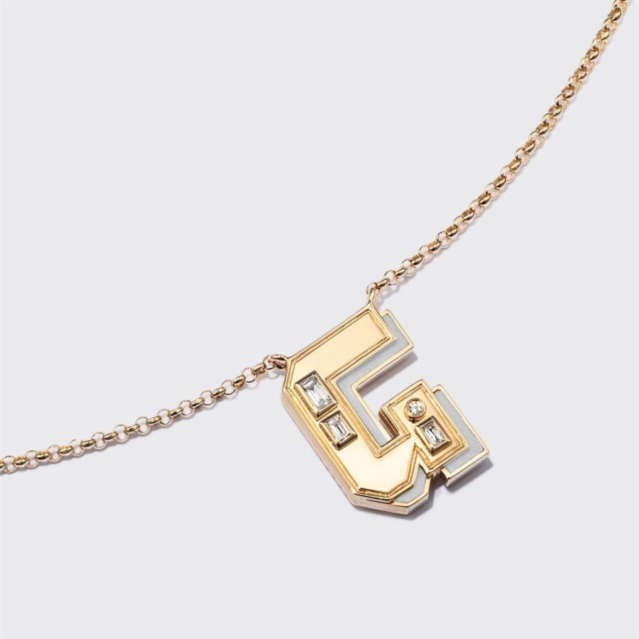 Jewelry Boochier | White Mother Of Pearl Yellow Gold Letter Necklace