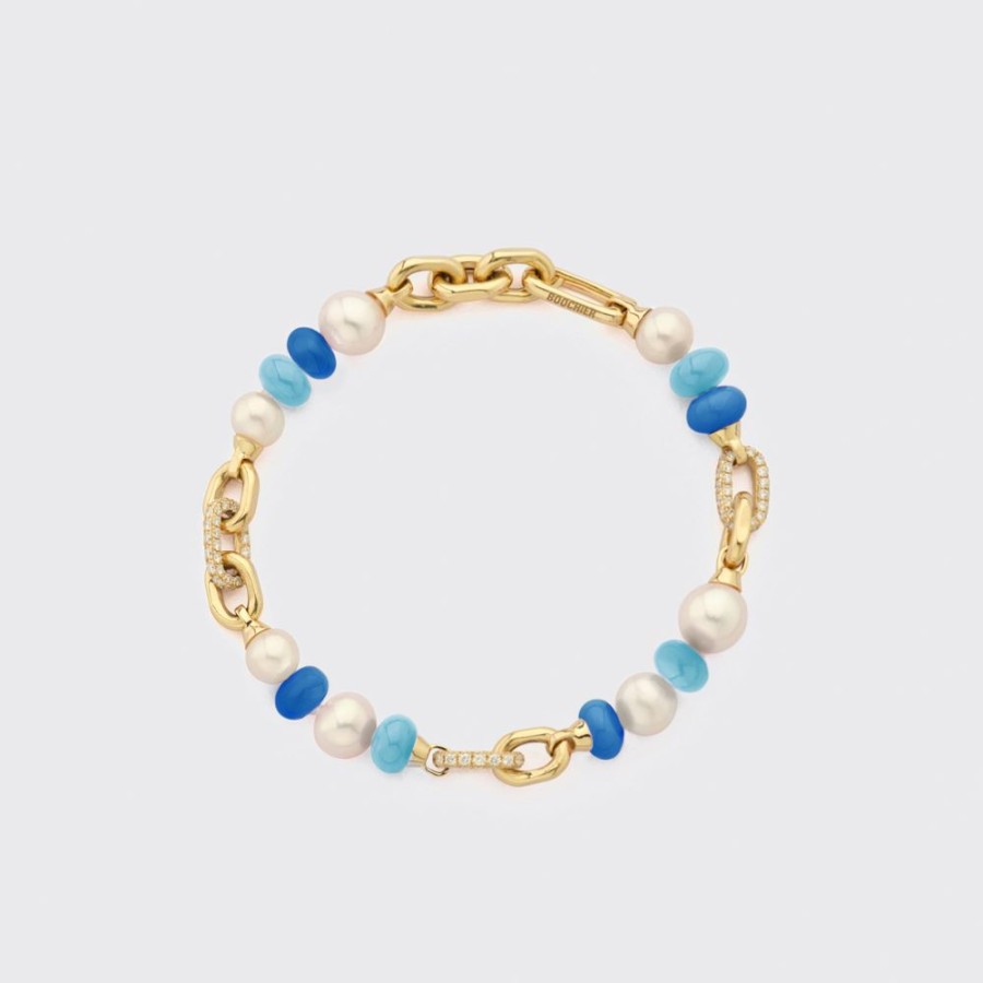 Jewelry Boochier | Dark Blue-Light Blue Diamond B-Boy Chain Bracelet