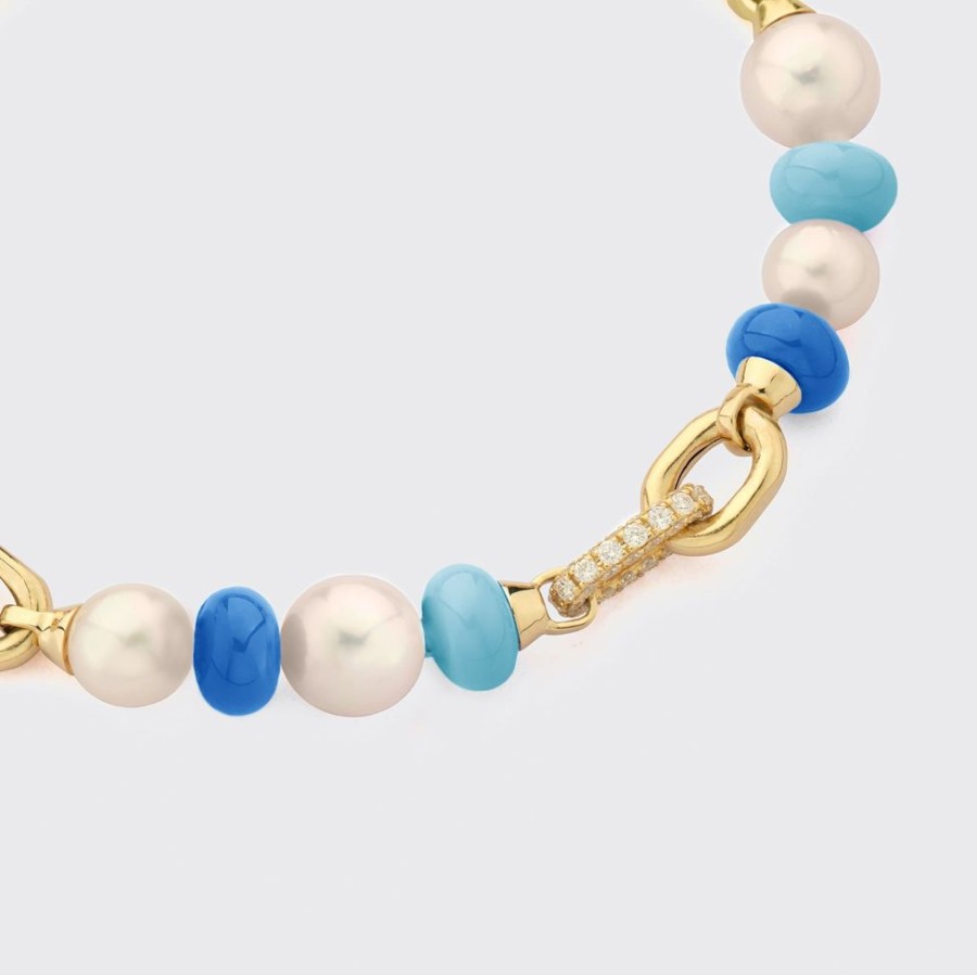 Jewelry Boochier | Dark Blue-Light Blue Diamond B-Boy Chain Bracelet