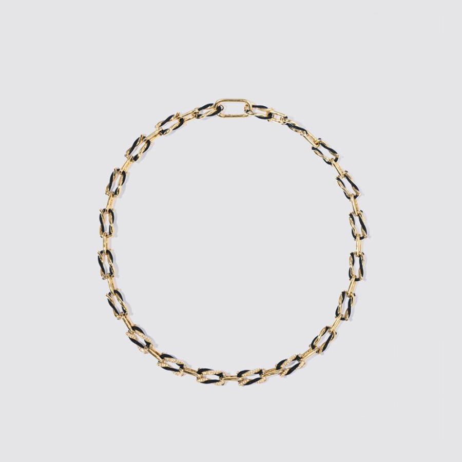 Jewelry Boochier | Black Five Diamond Fruit Hoops Necklace