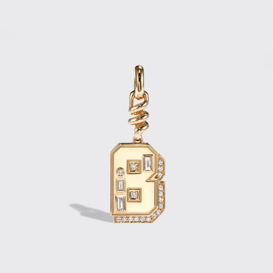 Jewelry Boochier | Yellow Gold Diamond Letter And Number Charm