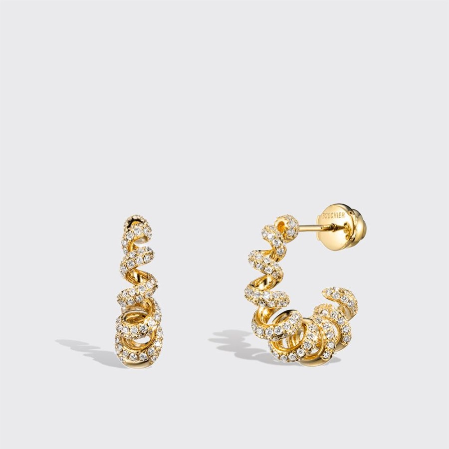 Jewelry Boochier | Small Yellow Gold Diamond Slinkee Earrings