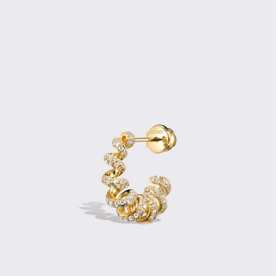 Jewelry Boochier | Small Yellow Gold Diamond Slinkee Earrings