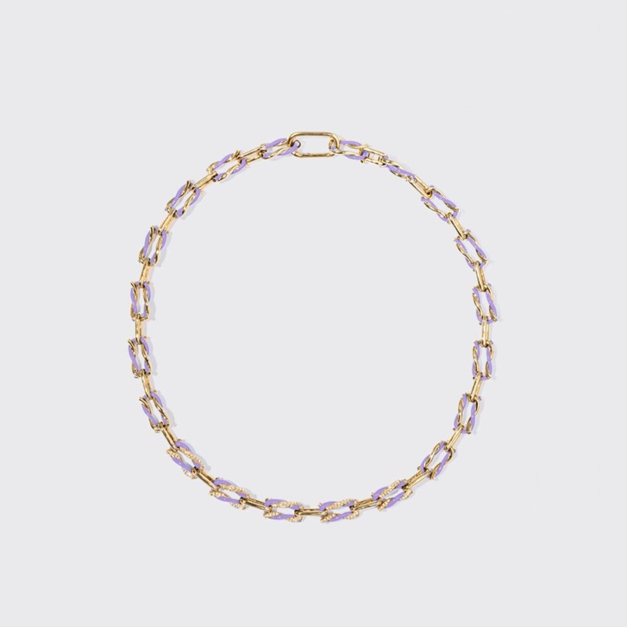 Jewelry Boochier | Lilac Five Diamond Fruit Hoops Necklace