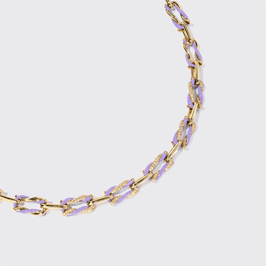 Jewelry Boochier | Lilac Five Diamond Fruit Hoops Necklace