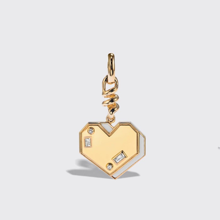 Jewelry Boochier | White Mother Of Pearl Yellow Gold Heart Charm