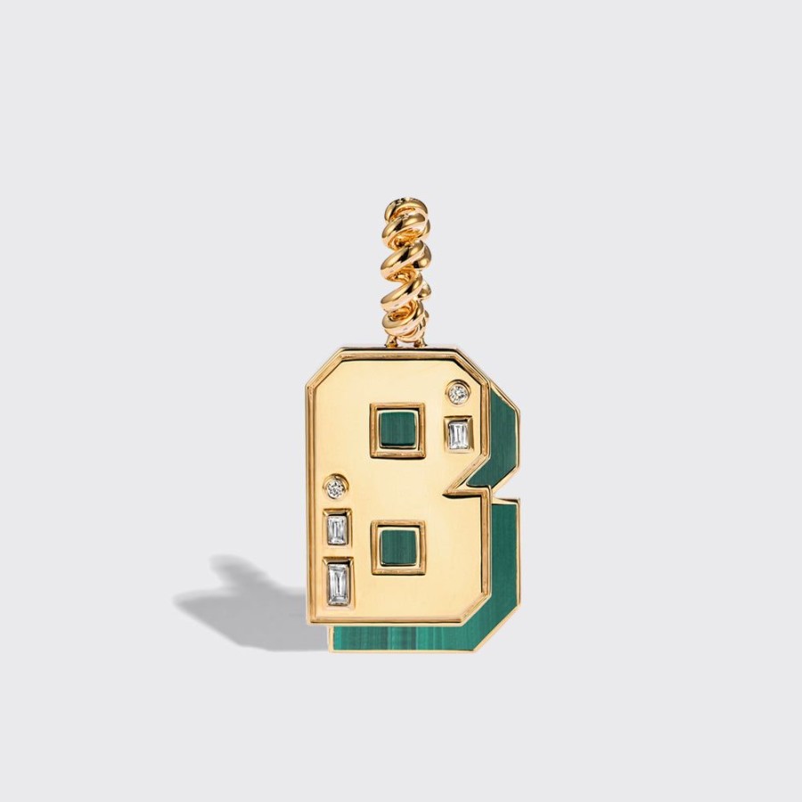 Jewelry Boochier | Jumbo Malachite Nostalgia Letter Pendant