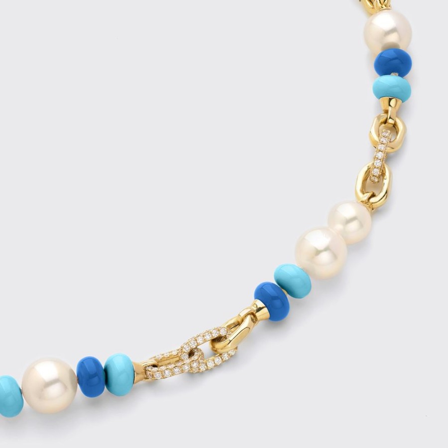 Jewelry Boochier | Light Blue-Dark Blue Diamond B-Boy Chain Necklace