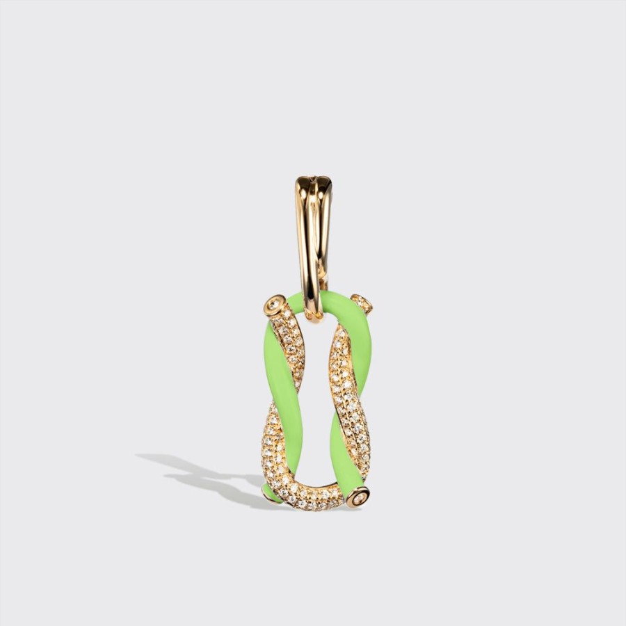 Jewelry Boochier | Jumbo Lime Green Half Diamond Fruit Hoops Buckle Earrings