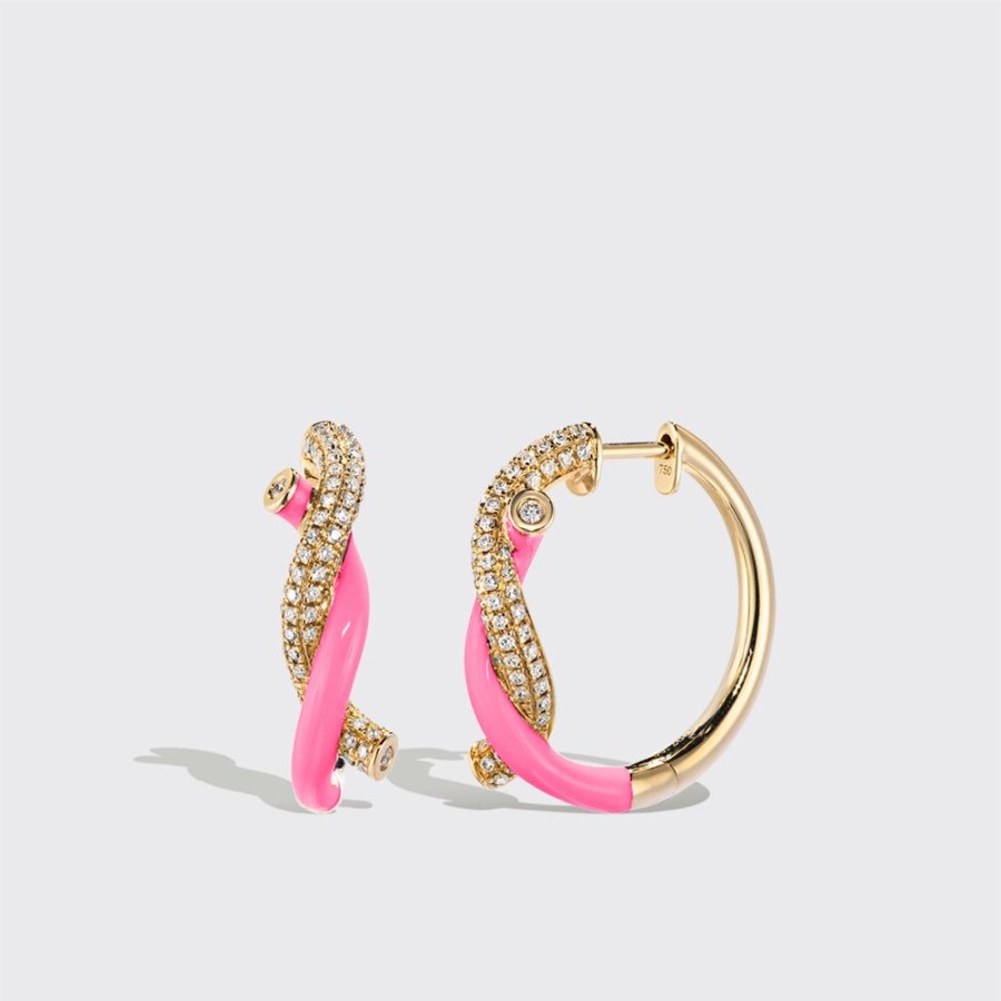 Jewelry Boochier | Hot Pink Fruit Hoops Earrings