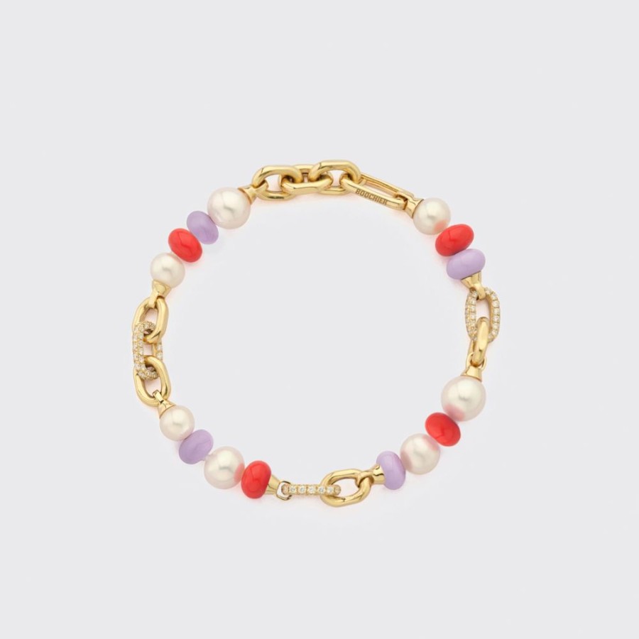 Jewelry Boochier | Lilac-Red Diamond B-Boy Chain Bracelet