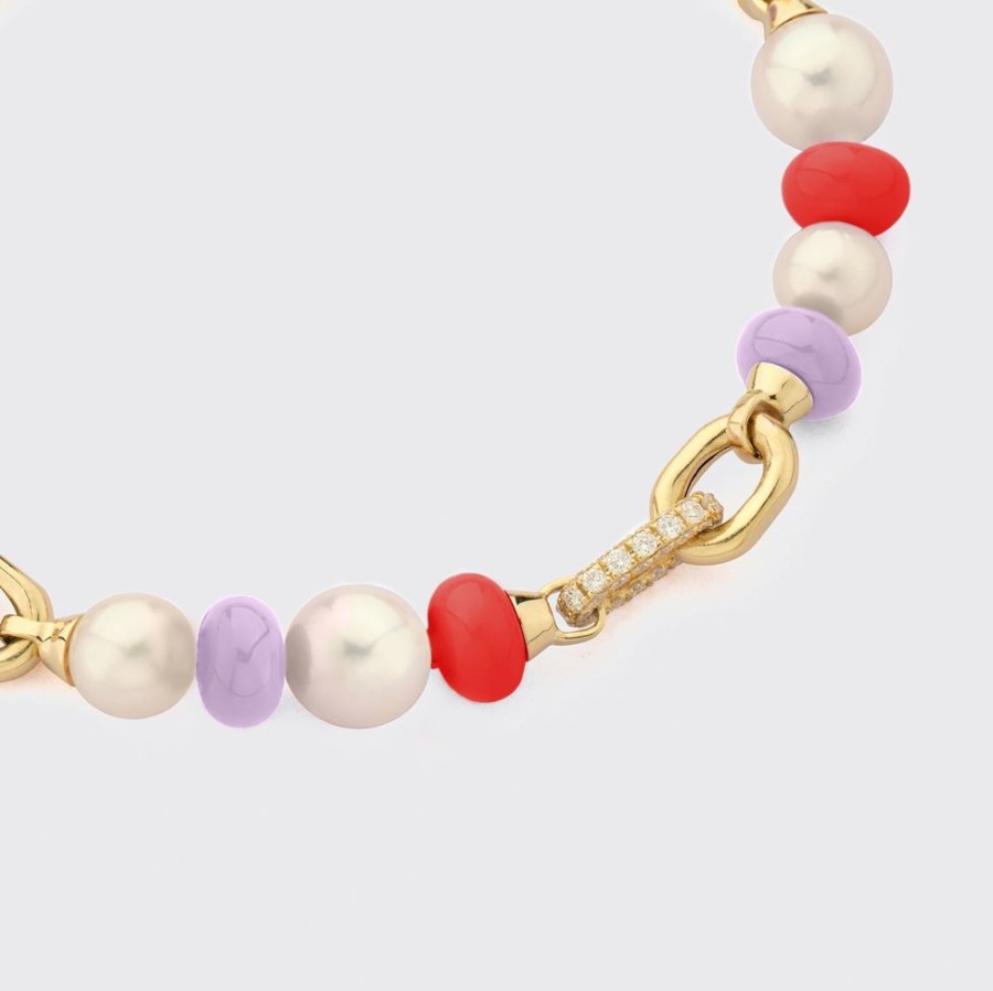 Jewelry Boochier | Lilac-Red Diamond B-Boy Chain Bracelet