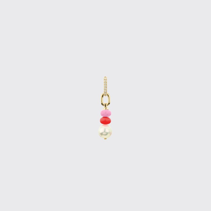 Jewelry Boochier | Light Pink-Red Single Pearl Diamond B-Boy Earring