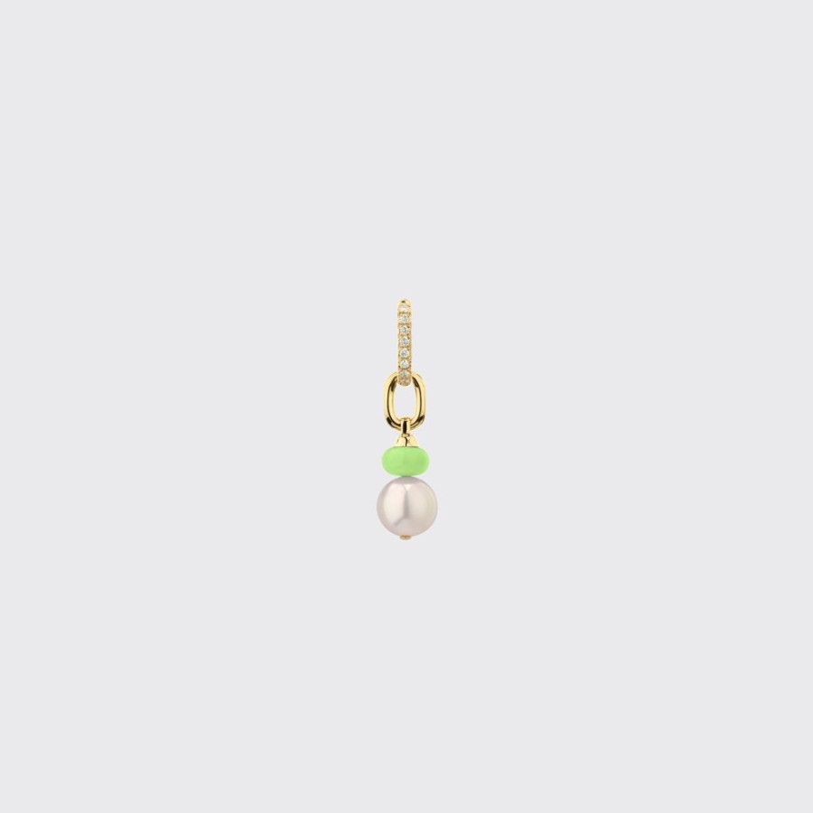 Jewelry Boochier | Lime Green Single Pearl Diamond B-Boy Earring