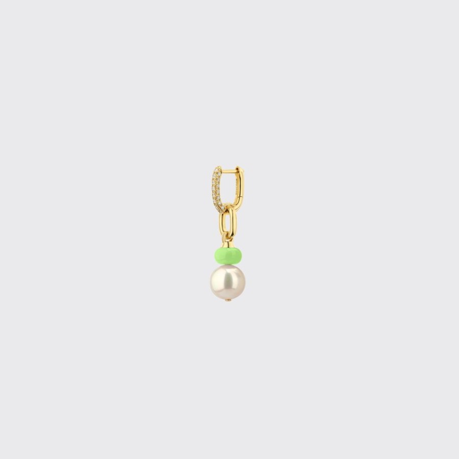 Jewelry Boochier | Lime Green Single Pearl Diamond B-Boy Earring