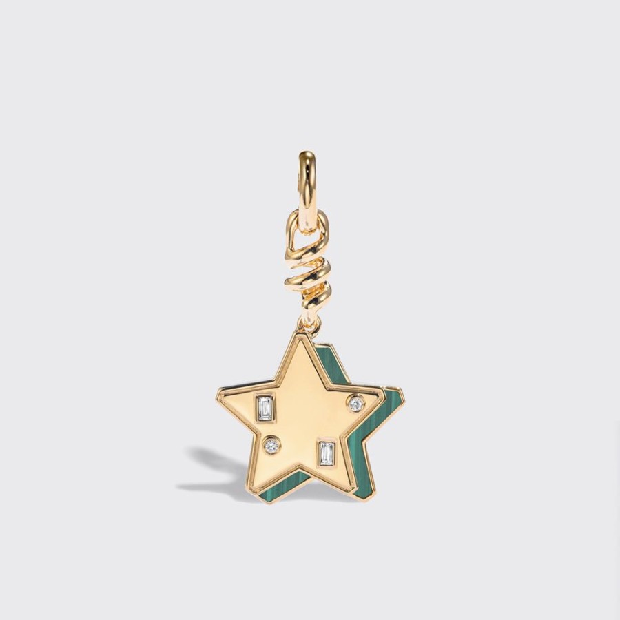 Jewelry Boochier | Malachite Yellow Gold Star Charm