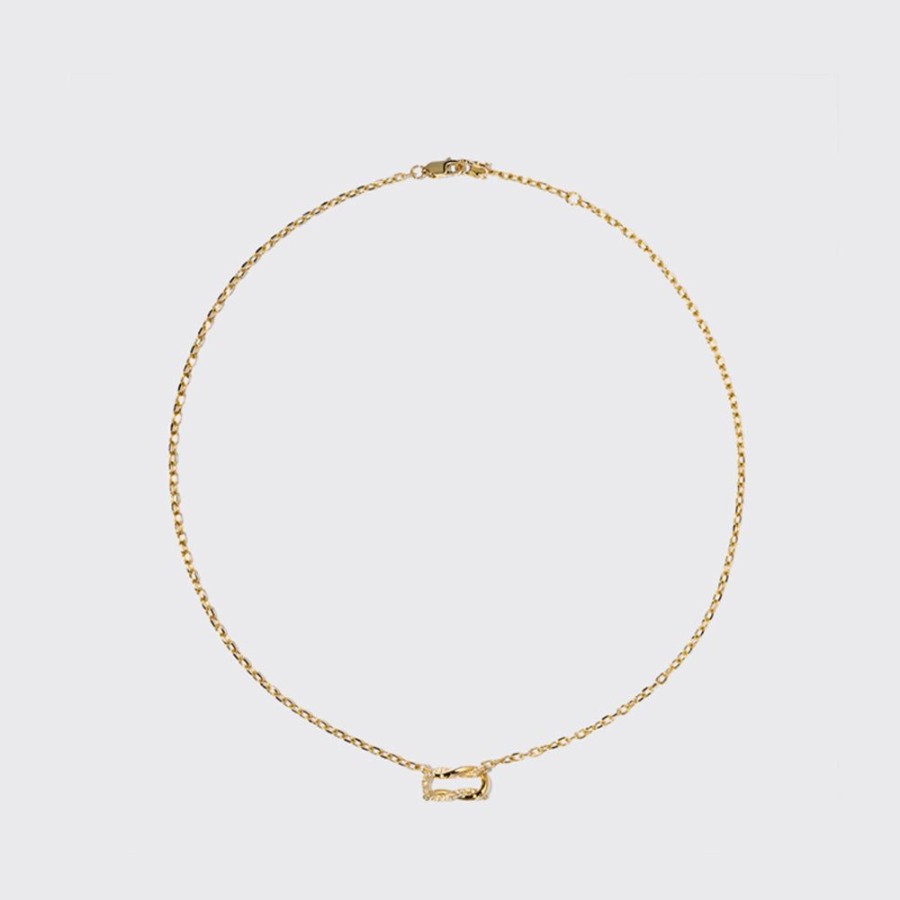 Jewelry Boochier | Yellow-Gold Half Diamond Ties Chain Necklace