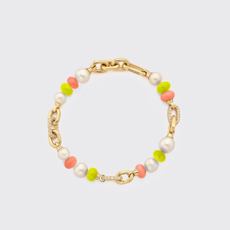 Jewelry Boochier | Orange-Neon Yellow Diamond B-Boy Chain Bracelet