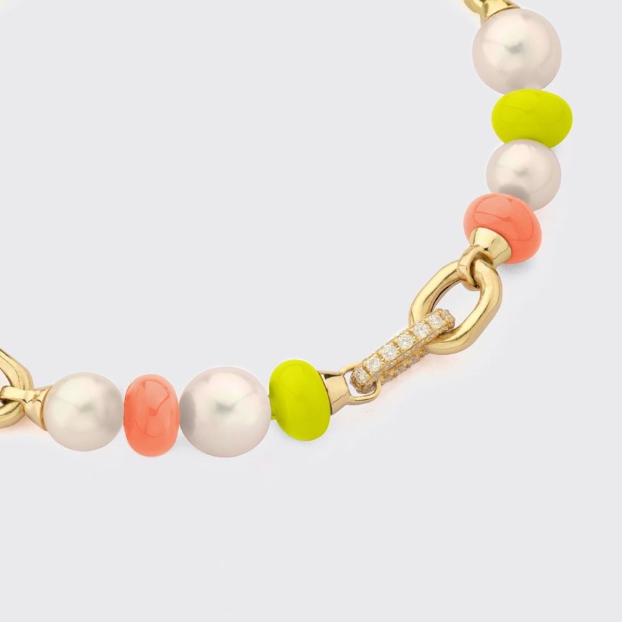 Jewelry Boochier | Orange-Neon Yellow Diamond B-Boy Chain Bracelet