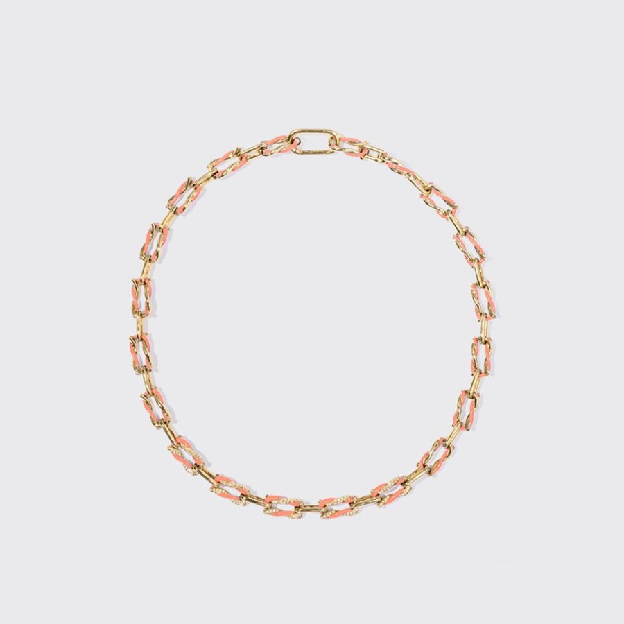 Jewelry Boochier | Orange Five Diamond Fruit Hoops Necklace