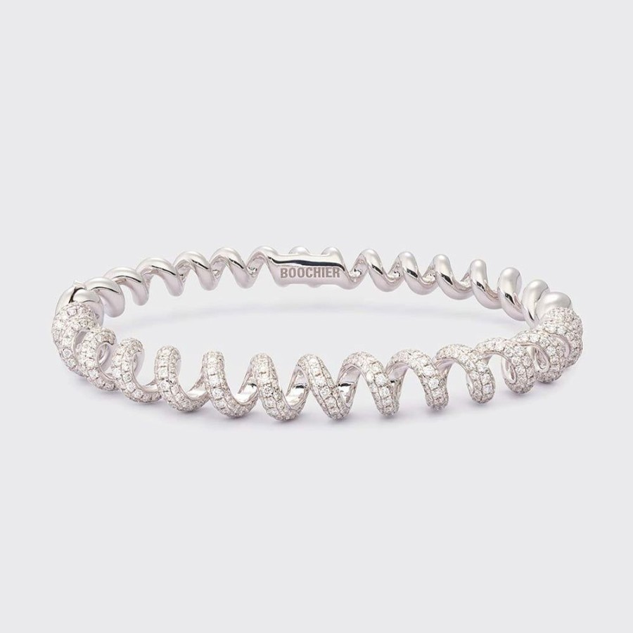 Jewelry Boochier | White Gold Diamond Slinkee Bangle