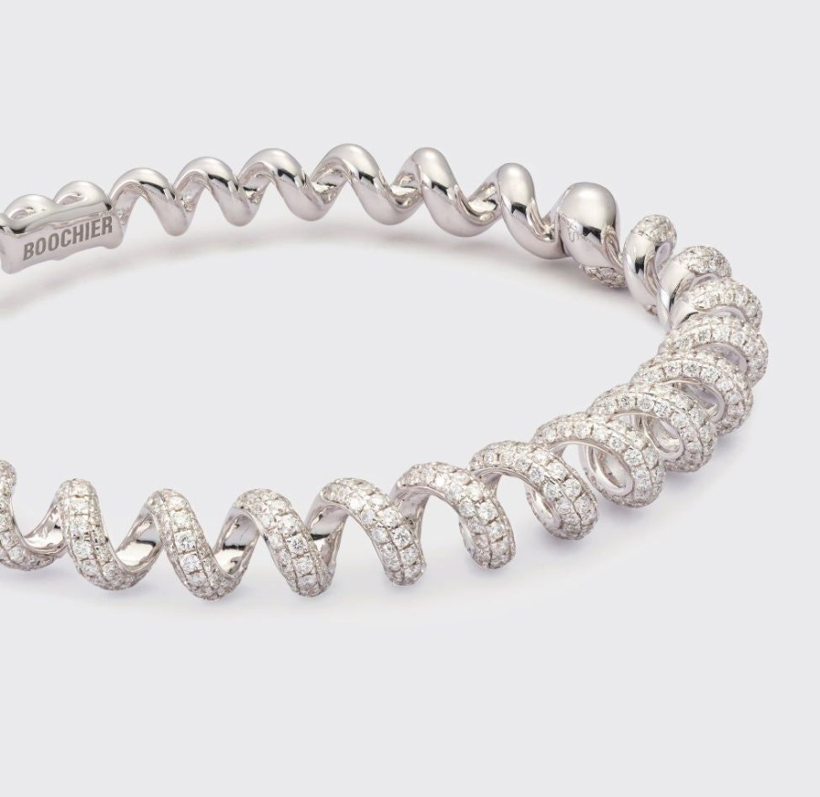 Jewelry Boochier | White Gold Diamond Slinkee Bangle