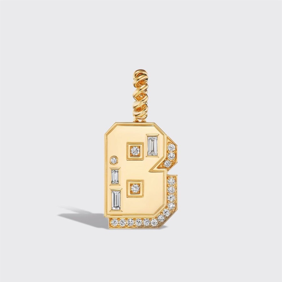 Jewelry Boochier | Jumbo Yellow Gold Diamond Letter And Number Pendant