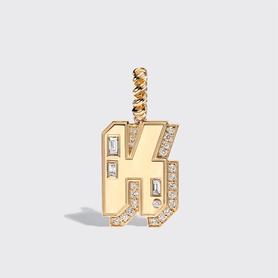 Jewelry Boochier | Jumbo Yellow Gold Diamond Letter And Number Pendant