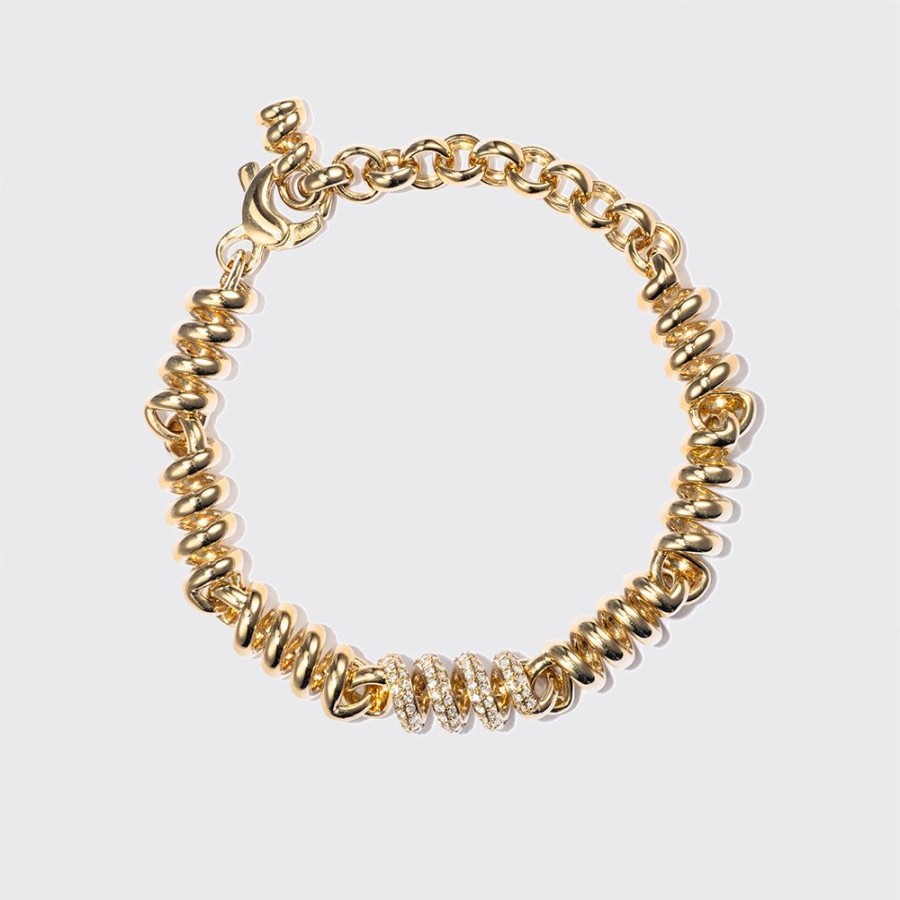 Jewelry Boochier | Yellow Gold Single Diamond Slinkee Bracelet