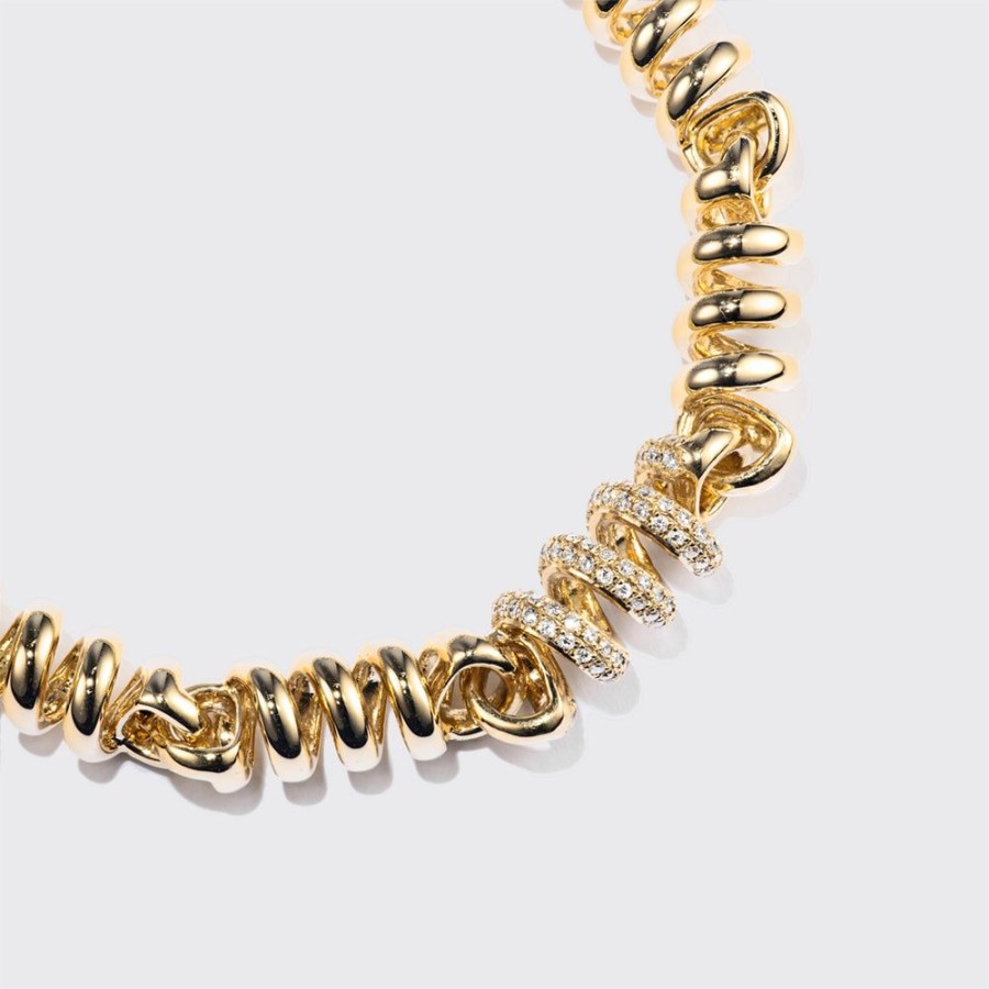 Jewelry Boochier | Yellow Gold Single Diamond Slinkee Bracelet