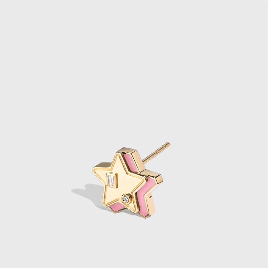 Jewelry Boochier | Pink Opal Yellow Gold Mini Star Studs