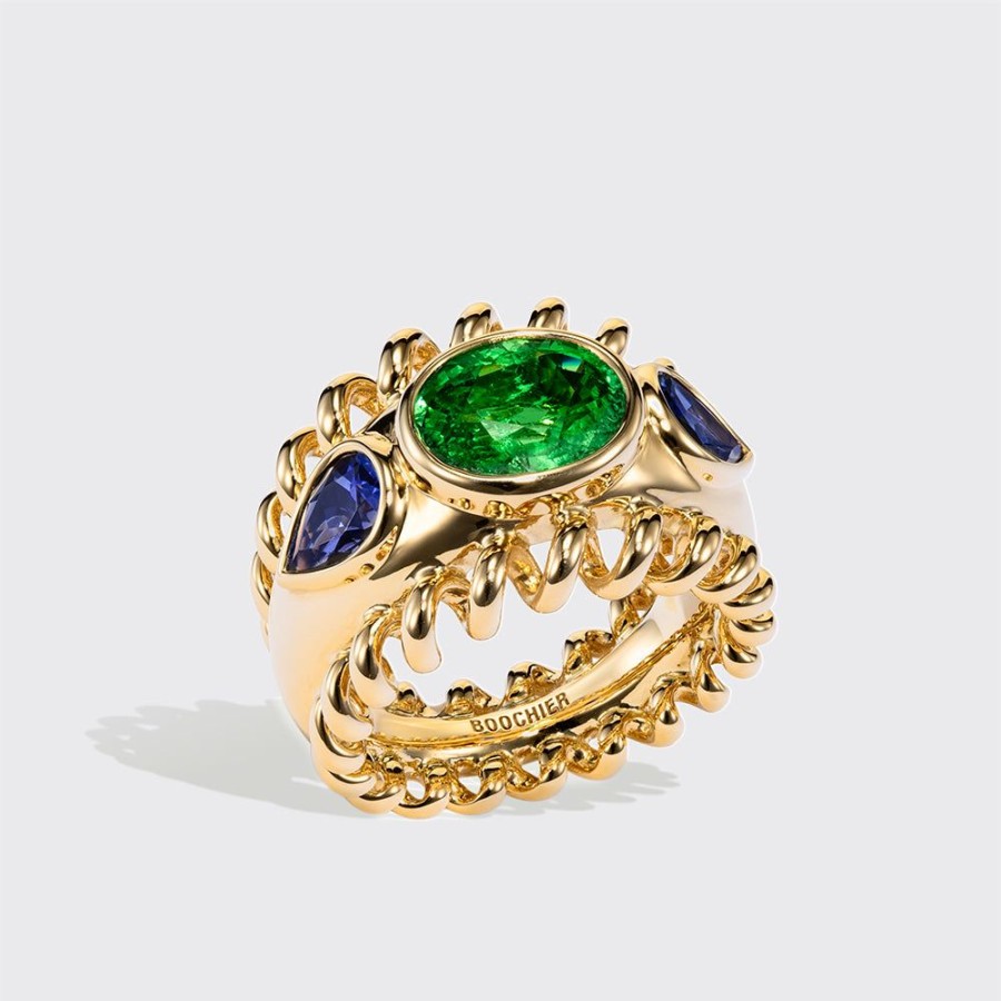 Jewelry Boochier | Jumbo Tsavorite & Tanzanite Slinkee Icon Ring