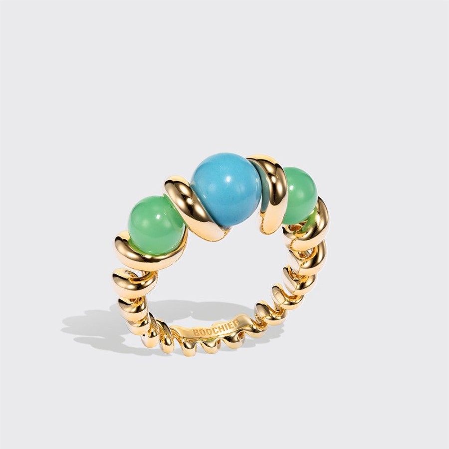 Jewelry Boochier | Chrysoprase & Turquoise Slinkee Gumball Ring