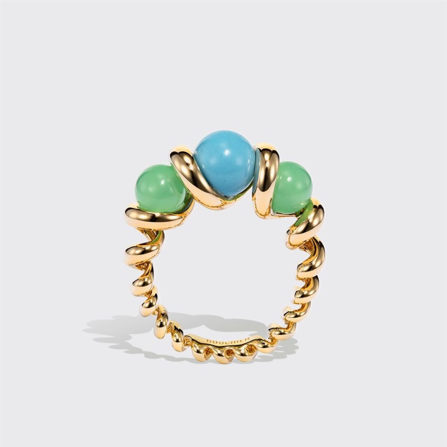 Jewelry Boochier | Chrysoprase & Turquoise Slinkee Gumball Ring