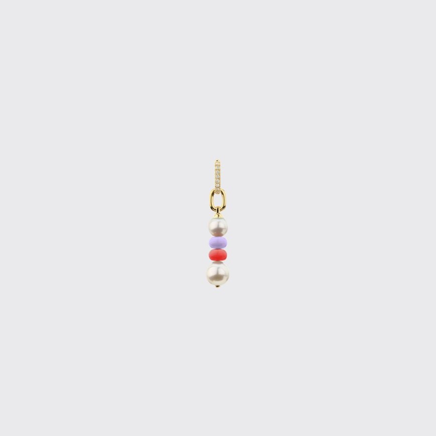 Jewelry Boochier | Lilac-Red Double Pearl Diamond B-Boy Earring