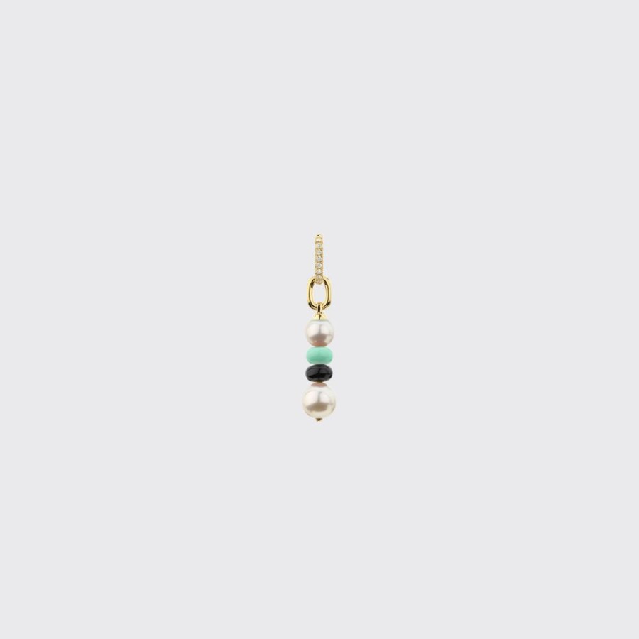 Jewelry Boochier | Mint Green-Black Double Pearl Diamond B-Boy Earring