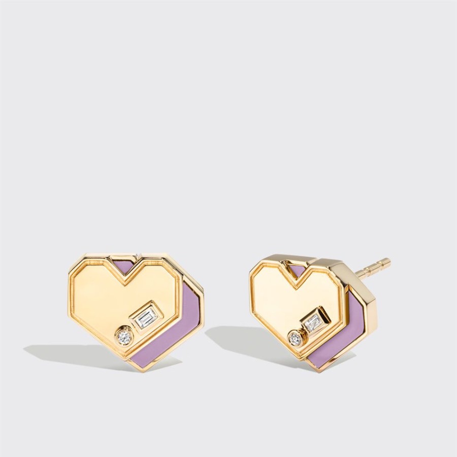 Jewelry Boochier | Phosphosiderite Yellow Gold Mini Heart Studs