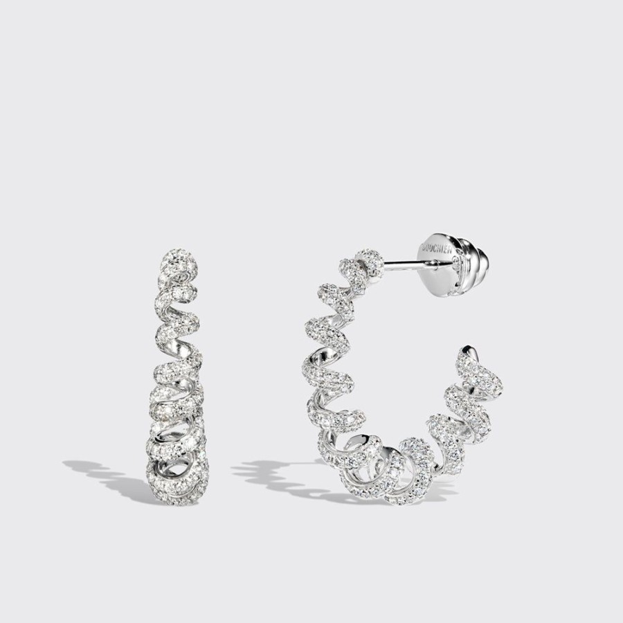 Jewelry Boochier | Large White Gold Diamond Slinkee Earrings