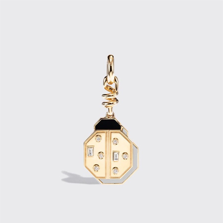 Jewelry Boochier | White Mother Of Pearl Yellow Gold Ladybug Charm