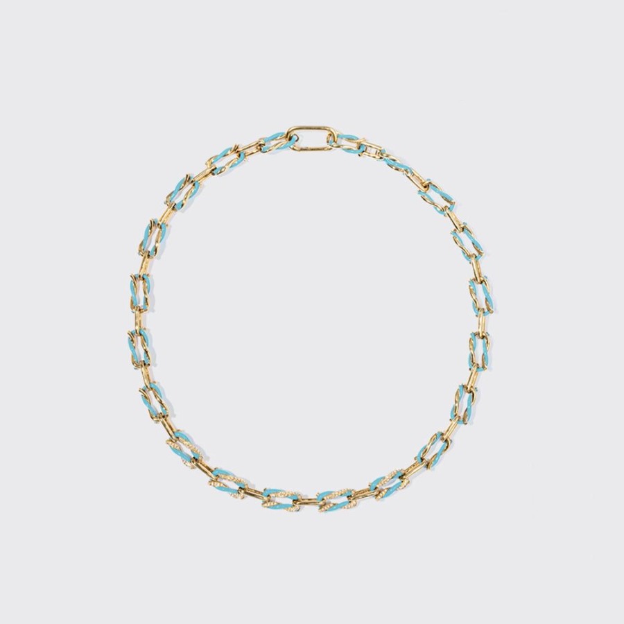 Jewelry Boochier | Light Blue Five Diamond Fruit Hoops Necklace