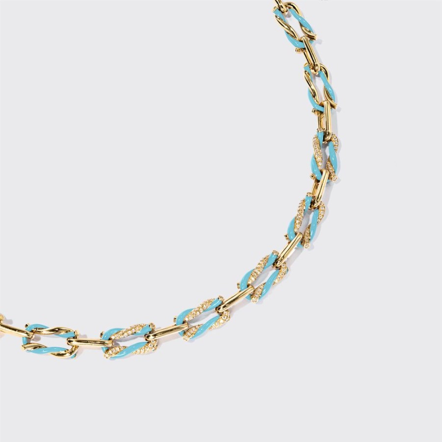 Jewelry Boochier | Light Blue Five Diamond Fruit Hoops Necklace