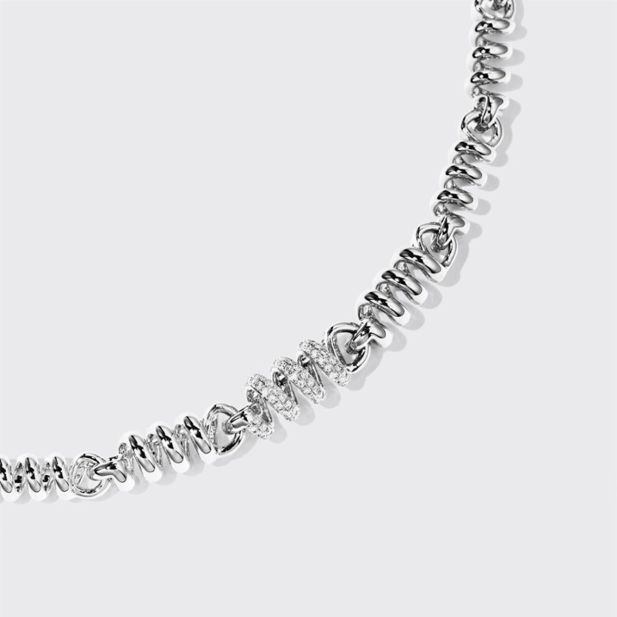 Jewelry Boochier | White Gold Single Diamond Slinkee Necklace