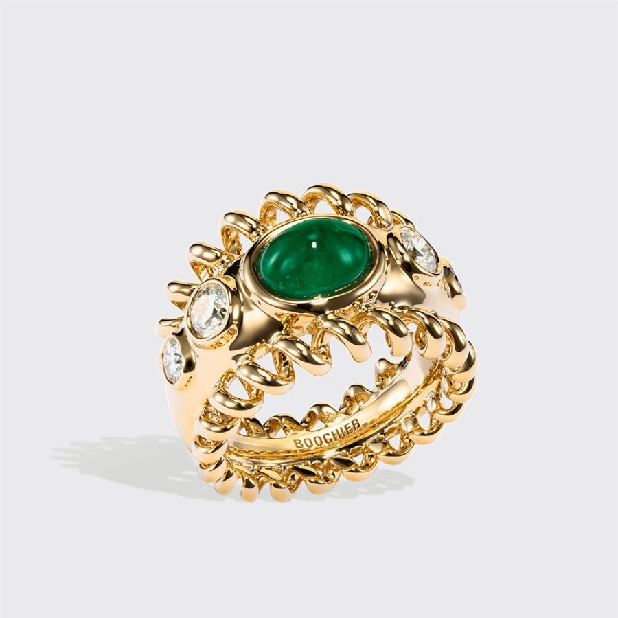 Jewelry Boochier | Jumbo Emerald & Diamonds Slinkee Icon Ring