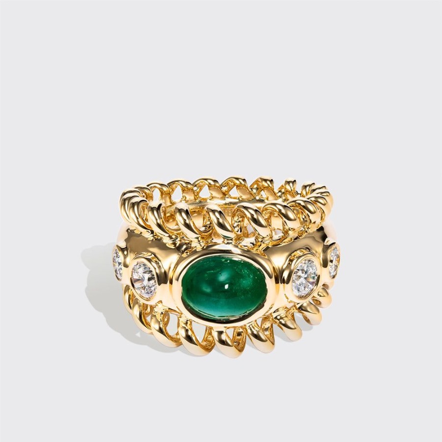 Jewelry Boochier | Jumbo Emerald & Diamonds Slinkee Icon Ring